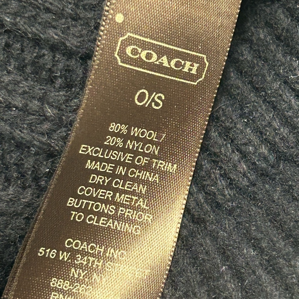 Coach Black Wool Knit Cap with Silver Button - Picture 6 of 8